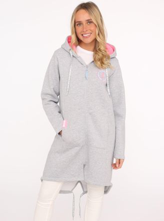 Zwillingsherz Jerseymantel ZWILLINGSHERZ K&uuml;ste Meer Moin, Damen, Gr. L/XL (L/XL), grau, Sweatware, Obermaterial: 50% Baumwolle, 50% Polyester, l&auml;ssig geschnitten kn