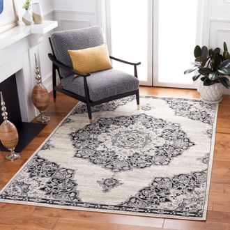 Safavieh Brentwood Machine Made Area Rug, Ivory / Black Traditional Style Easy Care