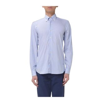 Fay Overhemd van katoenmix met streepdessin - Heren - Overhemden - Blauw - Maat: 4XL Katoen