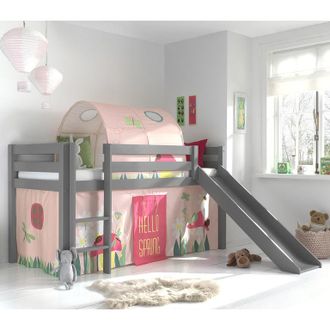 Les Tendances Les Tendances - Cama De Media Altura 90x200 Con Tobog&aacute;n, Somier Y Funda Spring Vipack Pino Gris