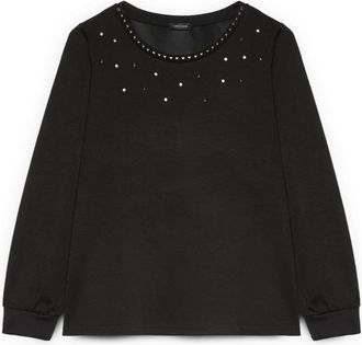 Fiorella Rubino Scuba Sweatshirt met Noppen - Dames - Sweatshirts - Zwart - S - Polyester - Hoodies & sweatvesten