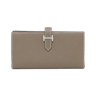 Herm&egrave;s Bearn Etoupe Gray Epsom Leather Long Wallet (Bi-Fold) (Pre-Owned)