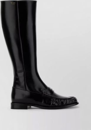 Prada knee-high leather boots glossy finish
