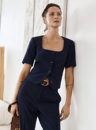 Contemporaine Womens Short-sleeve square-neck jacket