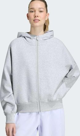 adidas Soft Lux - Felpa con cappuccio e zip grigio m&eacute;lange chiaro