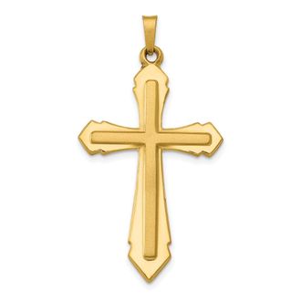 Diamond2Deal 14k Yellow Gold Polished Satin Passion Cross Pendant