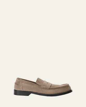Loewe Mens Suede Penny Loafers