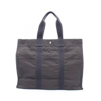 Herm&egrave;s Gray Canvas Handbag Tote Bag (Pre-Owned)