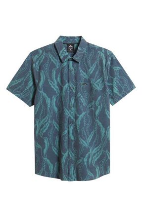 Rip Curl Sessions Aerotech Short Sleeve Performance Button-Up Shirt in Dark Navy at Nordstrom, Size Xx-Large