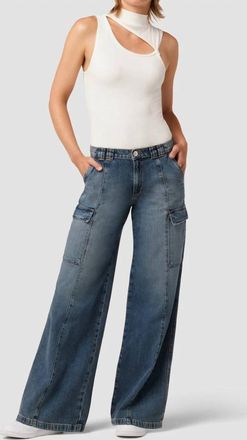 Hudson Mid-Rise Wide Leg Cargo Jeans In Deep Blue