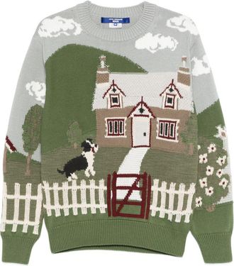 Junya Watanabe Mens Printed Cotton Crewneck Sweater