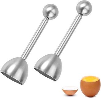 OEM Juego De Abrehuevos - Cortador De Huevos - Preparaci&oacute;n Del Desayuno - Acero Inoxidable - 2 Piezas - Plateado