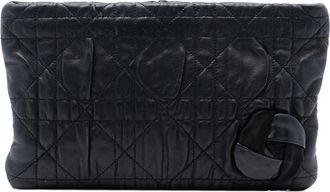 Dior Pre-owned Dior Calfskin Cannage Rose Clutch Ladies 02-LU-0190