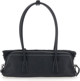 Maison Margiela Womens Shoulder Bag Leather Trim Black Calf