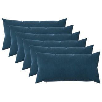 vidaXL Cuscino Con Cuscino Heerlen 6 Pz Blu Velluto Vidaxl