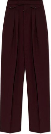Chlo&eacute; High-rise Geplooide Broek - Dames - Wijde Broeken - Rood - S - Katoen - Broeken