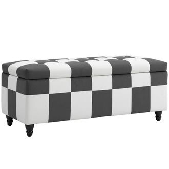 HOMCOM 114 x 47 x 47cm Velvet Storage Ottoman - Button-tufted Footstool Box | TJ Hughes