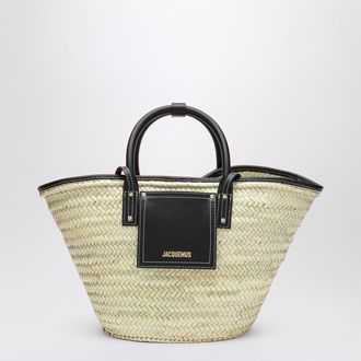 Jacquemus Le Panier Soli black raffia handbag