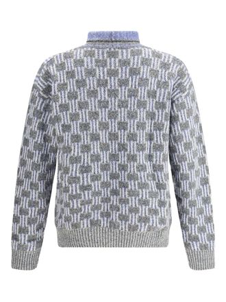 Giorgio Armani geometric-pattern turtleneck sweater - men - Cotton/Polyamide/Cashmere/Alpaca Wool/Wool/Silk - 48 - Grey