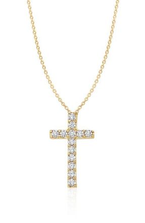 Crislu Pav&eacute; Cubic Zirconia Cross Pendant Necklace in 18Kyg/Clear Stone at Nordstrom, Size 16