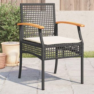 vidaXL Sillas De Jard&iacute;n Con Coj&iacute;n 4 Uds Rat&aacute;n Pe Negro Y Madera Acacia Vidaxl
