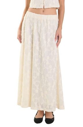 endless rose Floral Embroidered Maxi Skirt in Off White at Nordstrom, Size Small