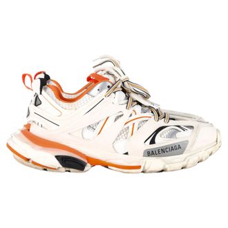 Balenciaga Balenciaga Track Sneakers in Wit en Oranje Polyurethaan