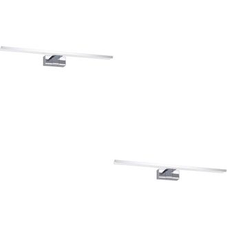 Loops 2 PACK Sleek 60cm LED Chrome Mirror Wall Light for Bathroom Decor in Metallics