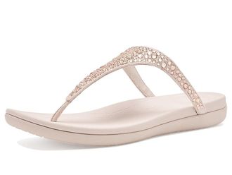 FitFlop Solay Mixed-Crystal Toe-Post Sandals Womens Wedge Shoes Nude Rose : 10 M (B), Synthetic