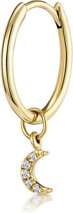 The Diamond Store SINGLE Stellato Diamond Moon Charm Huggie Earring in 9K Gold