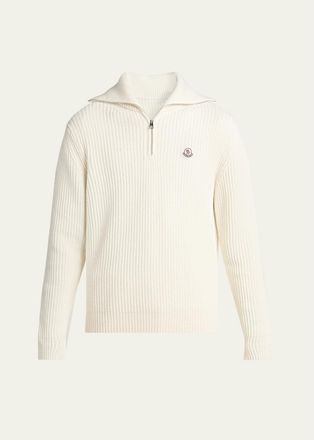 Moncler Mens Wool Ribbed Half-Zip Sweater