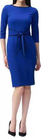 Joseph Ribkoff Scuba Crepe Mini Sheath Dress In Royal Sapphire/black
