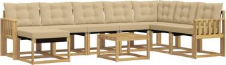 vidaXL Conjunto De Sof&aacute;s De Exterior 9 Uds. Y Beige Vidaxl