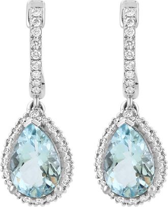 Effy 14K White Gold Diamond Pear Aquamarine Drop Earrings in 14K Gold at Nordstrom