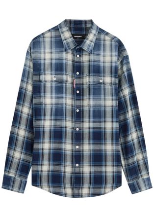 Dsquared2 Plaid-print Distressed Cotton Shirt - Multicoloured 1 - 46 (IT46 / S)