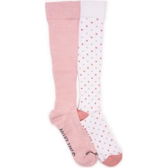 Muk Luks Cotton Compression Knee-High Socks 2 Pair Pack Wide Size in Blush at Nordstrom