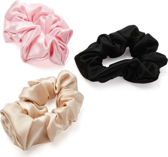 Blissy 3-Pack Silk Scrunchies in Black/Gold/Pink at Nordstrom