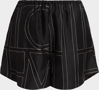 Toteme Silk Stitched-Logo Shorts