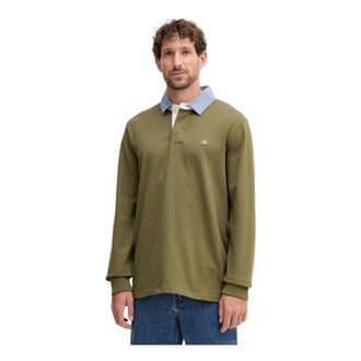 GANT Tops, Heren, Groen, S, Katoen, Lange Mouwen Poloshirt