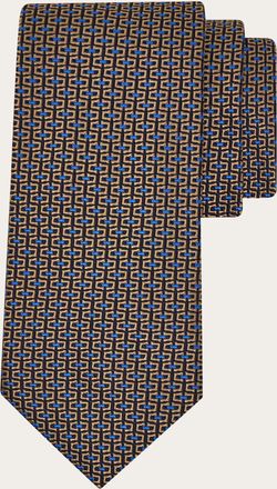 Ferragamo Men Gancini jacquard tie Gold