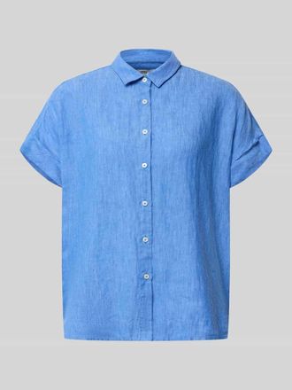 0039 Italy 0039 Italy Leinenbluse mit Knopfleiste Modell DOLLY in Bleu, Gr&ouml;&szlig;e XXL