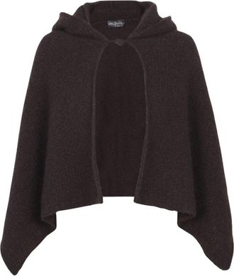 Cortana Gebreide Crossover Capuchon - Dames - Cashmere truien - Bruin - ONE Size - Kasjmier - Truien & Vesten