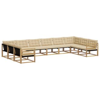 vidaXL Conjunto De Sof&aacute;s De Exterior Con Coj&iacute;n 10 Pcs Y Beige Vidaxl