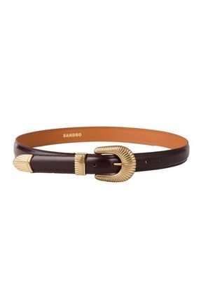 Sandro Leather belt in Bordeaux at Nordstrom, Size Medium