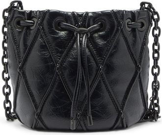 Diesel Charm-D - Bucket bag in shiny quilted PU - Shoulder Bags - Woman - Black
