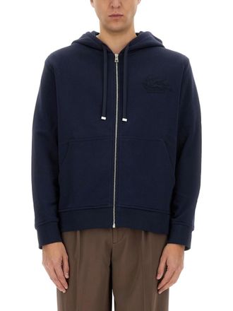 Etro Navy Blue Logo Hoodie