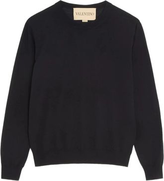 Valentino Round-neck Knitwear, male, Black, Size: L Maglia VLogo Signature