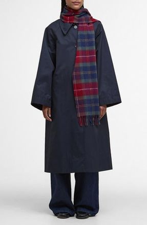 Barbour Tartan Lambswool & Cashmere Fringe Scarf in Winterberry Tartan at Nordstrom