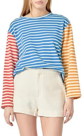 English Factory Stripe Colorblock Top in Blue Multi at Nordstrom Rack, Size X-Small