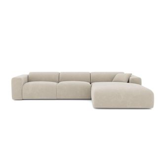 Sia Home Sof&aacute; esquinero grande 5 plazas terciopelo texturizado beige